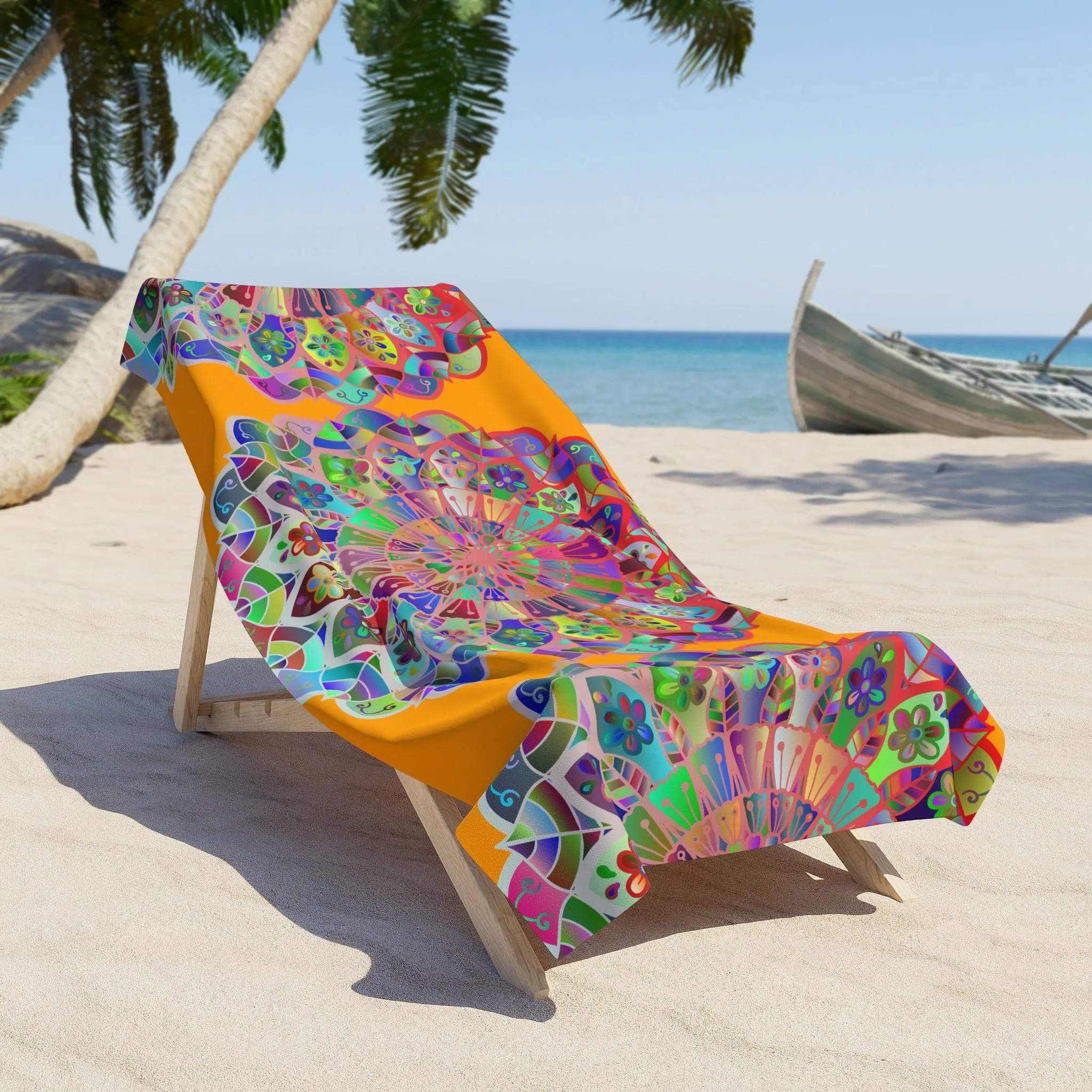 Handmade Mandala Pool Towel - Bright Orange