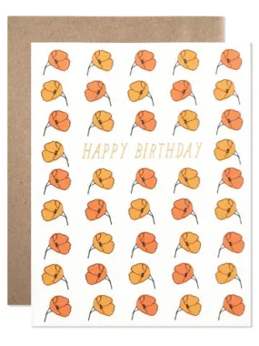 Hartland Brooklyn Card - Happy Birthday Poppies with Gold Foil