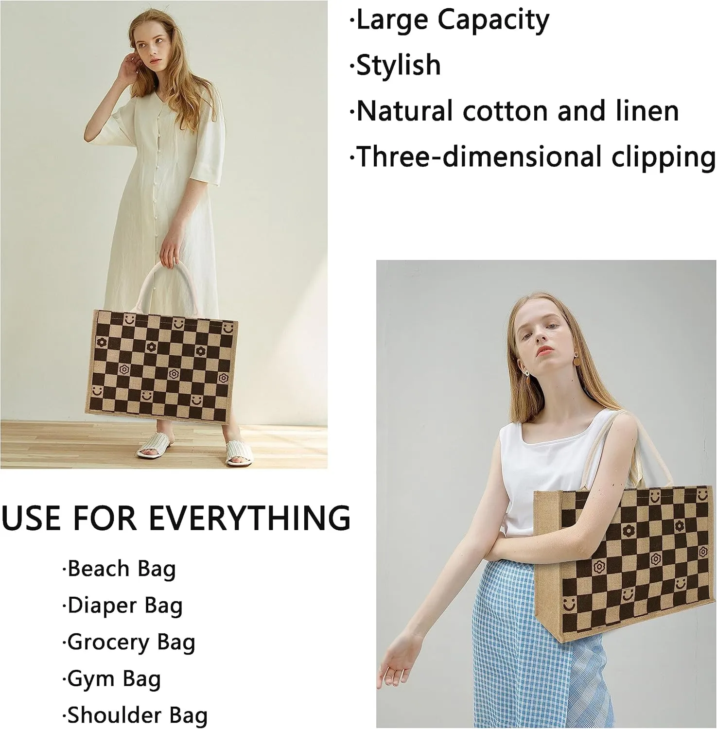 Hibala Woven Large Beach Bag Straw Beach Tote Handmade Weaving Shoulder Tassel Bag Handbag
