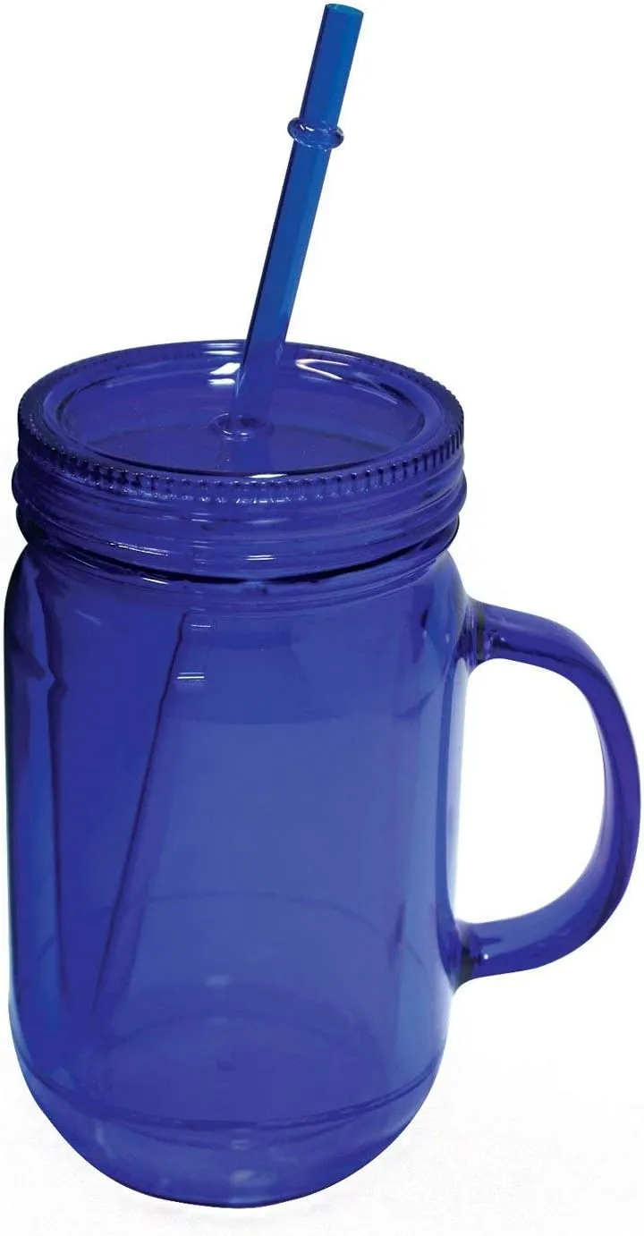 ImpecGear 20 Oz Mason Jar Doubled wall Acrylic Cup with Straw