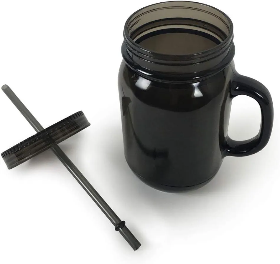 ImpecGear 20 Oz Mason Jar Doubled wall Acrylic Cup with Straw