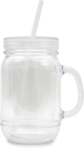 ImpecGear 20 Oz Mason Jar Doubled wall Acrylic Cup with Straw