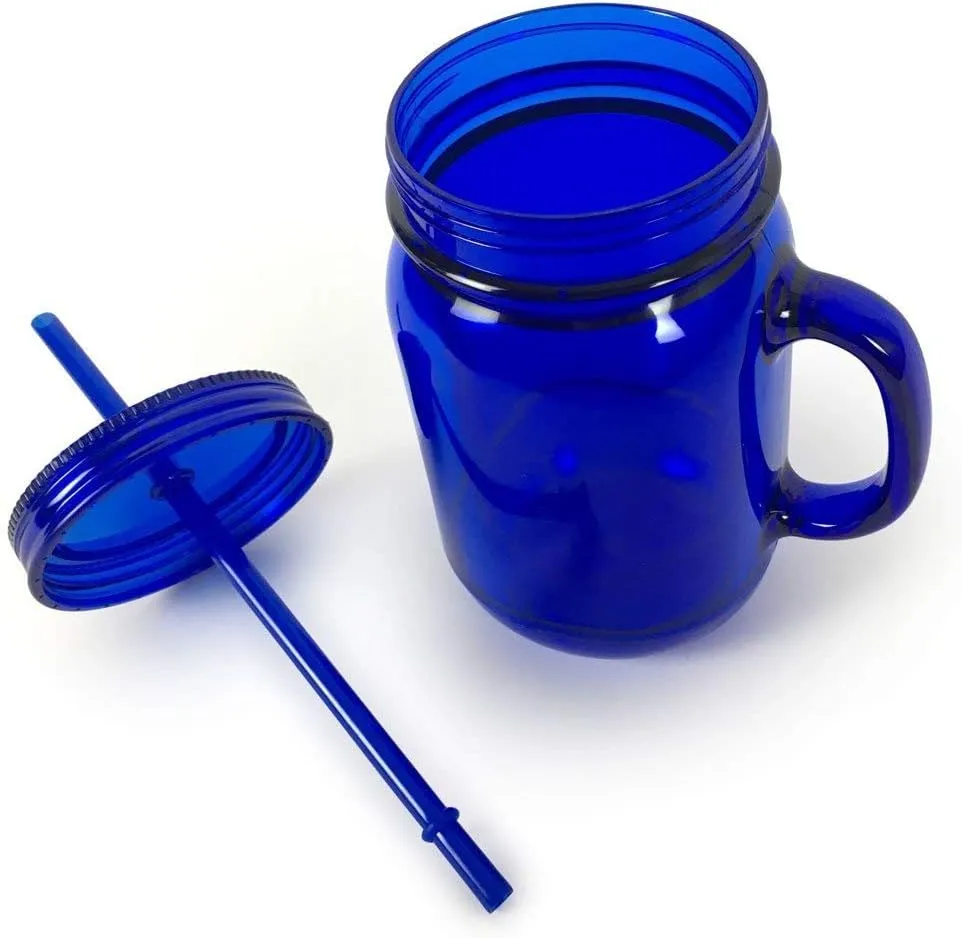 ImpecGear 20 Oz Mason Jar Doubled wall Acrylic Cup with Straw