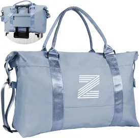 Initial Travel Duffel Bag, Sports Gym Bag, Personalized Weekender Bag with Shoulder Strap, Graduation Gift Monogram Overnight Bag for Women with Trolley Sleeve & Wet Pocket, Jewelblue