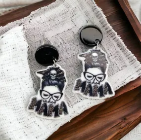 Inked Mama Earrings - Handmade Earrings, Baby Shower, New Mom, Mother’s Day, Mom Earrings, Momma Earrings, Tatted Mom, Messy Bun, Tattoo