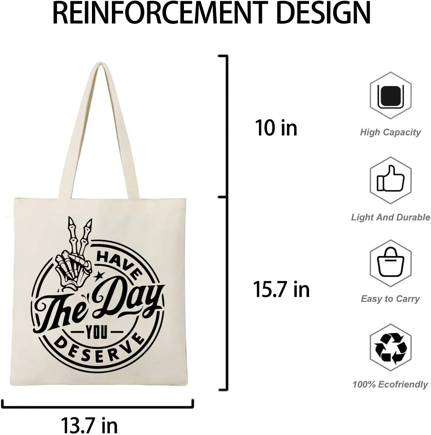 Inspirational Canvas Tote Bag with Pattern for Women Sturdy Canvas Tote Bag for Vacation,Shopping,Grocery