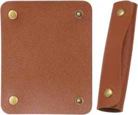 IUAQDP 2 Pieces Leather Luggage Bag Handle Wraps Handbag Handle Grip Protectors, Soft Purse Strap Cover Pad with Brass Clasps for Wallet Tote Bag Suitcase Travel Bag Shopping Bag, Brown, 5.12 x 4.13IN