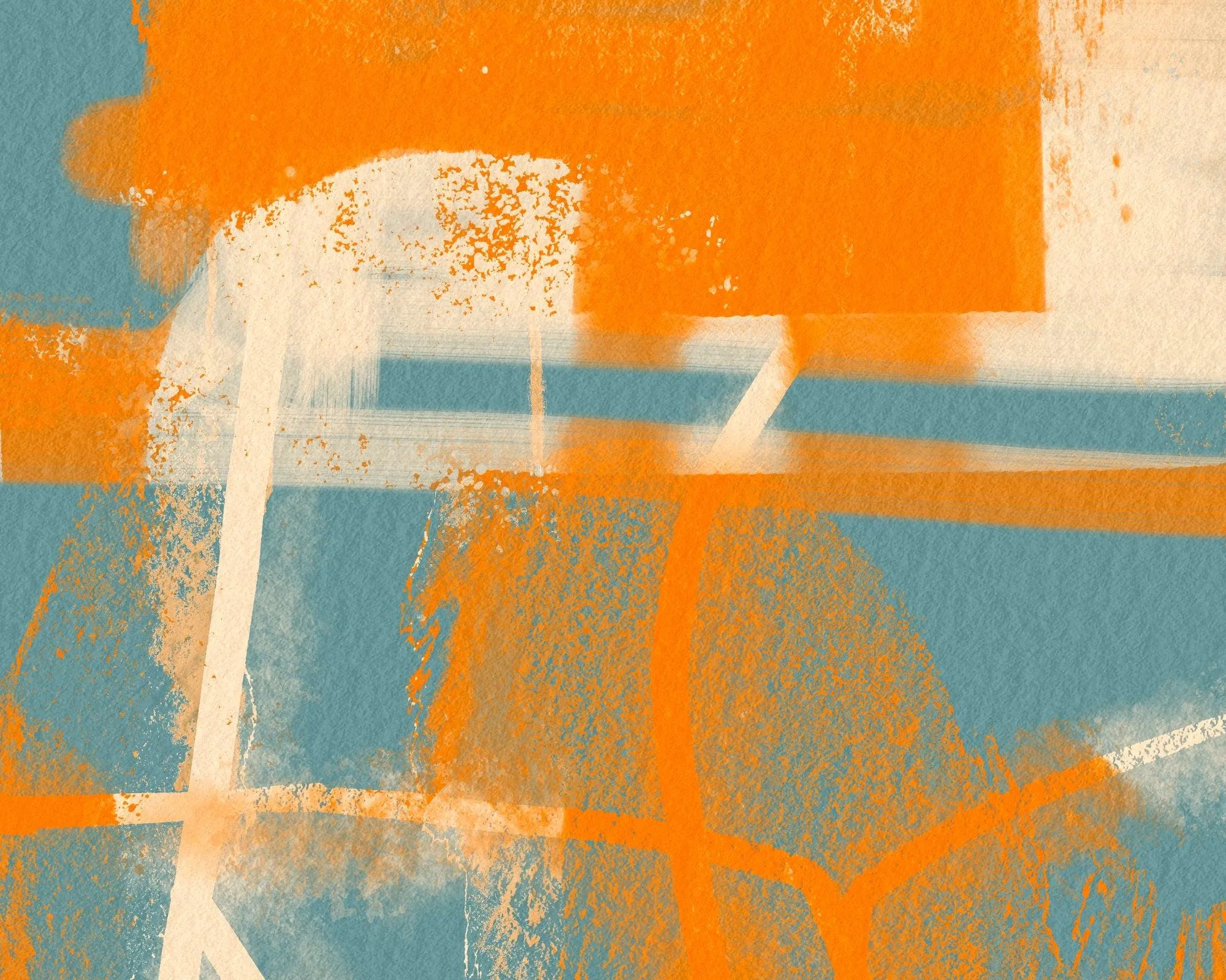 Jazz in NY Orange and blue large poster print, minimalist modern art appartement decor by Camilo Mattis
