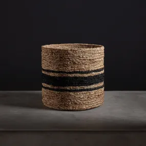 Jute Basket 15 X 14 - Natural/Charcoal Stripe