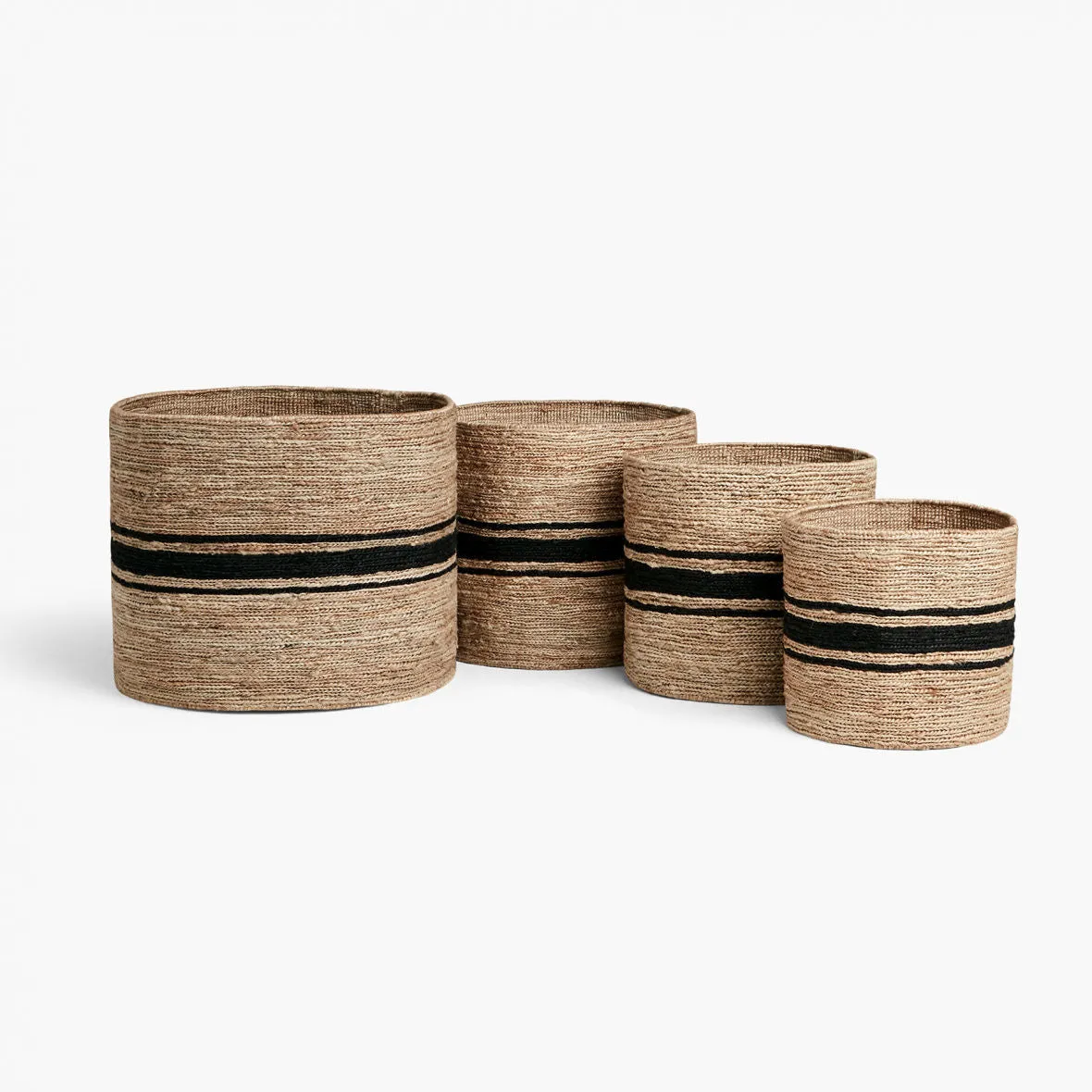 Jute Basket 15 X 14 - Natural/Charcoal Stripe