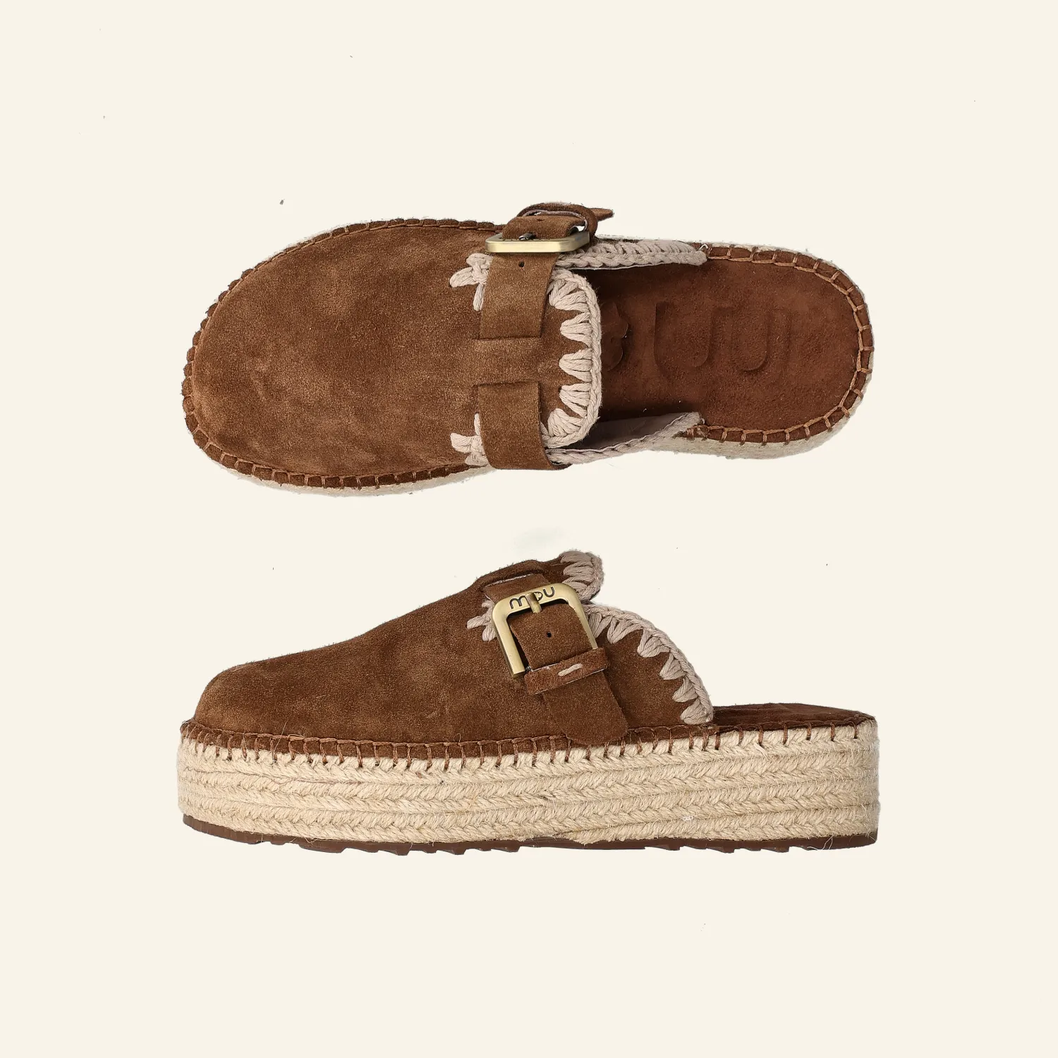 JUTE CLOG SUEDE | Nut Brown