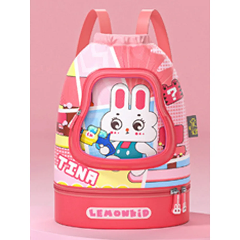 Kids Pink Rabbit Face, Waterproof Swimming Bag/ Beach Bag.