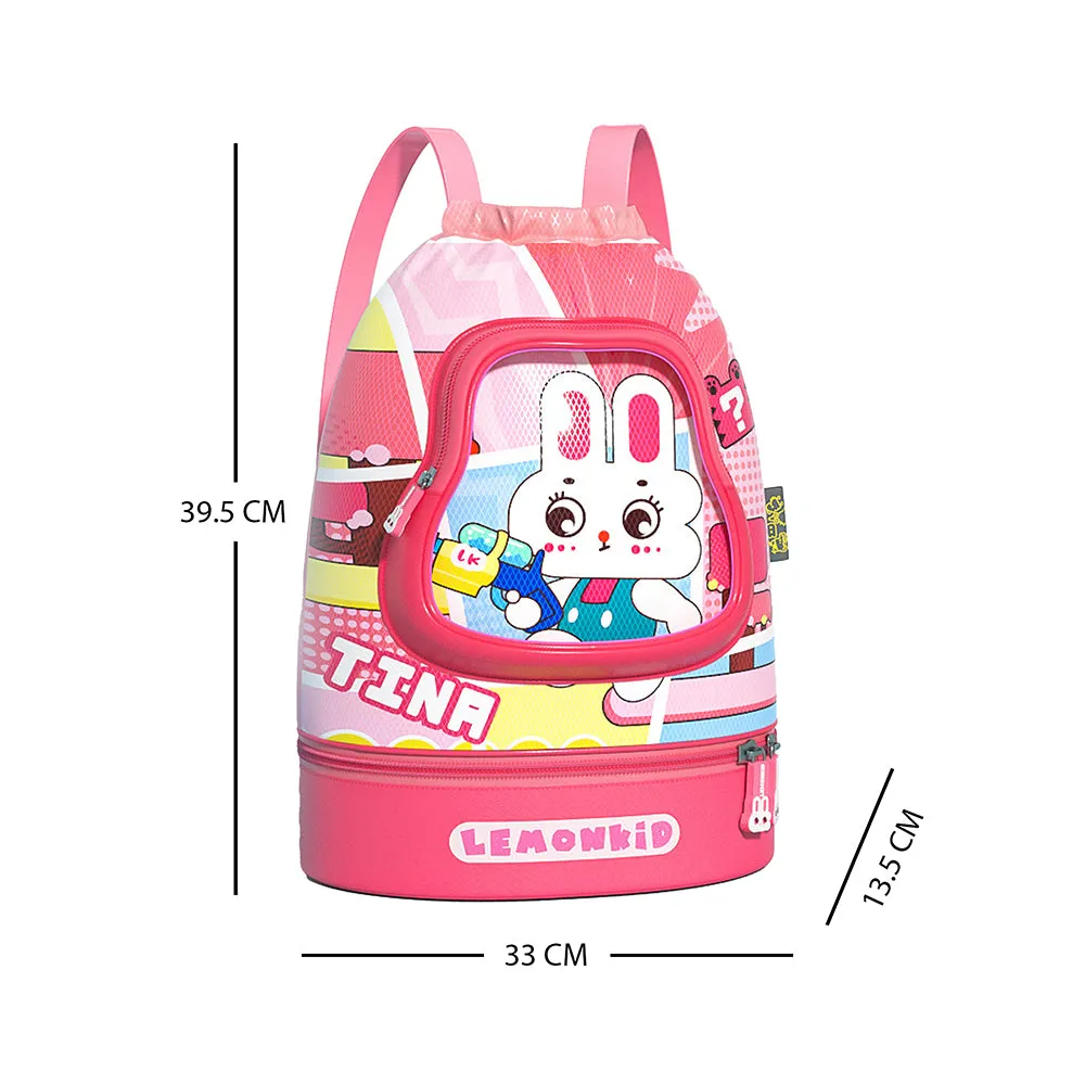 Kids Pink Rabbit Face, Waterproof Swimming Bag/ Beach Bag.