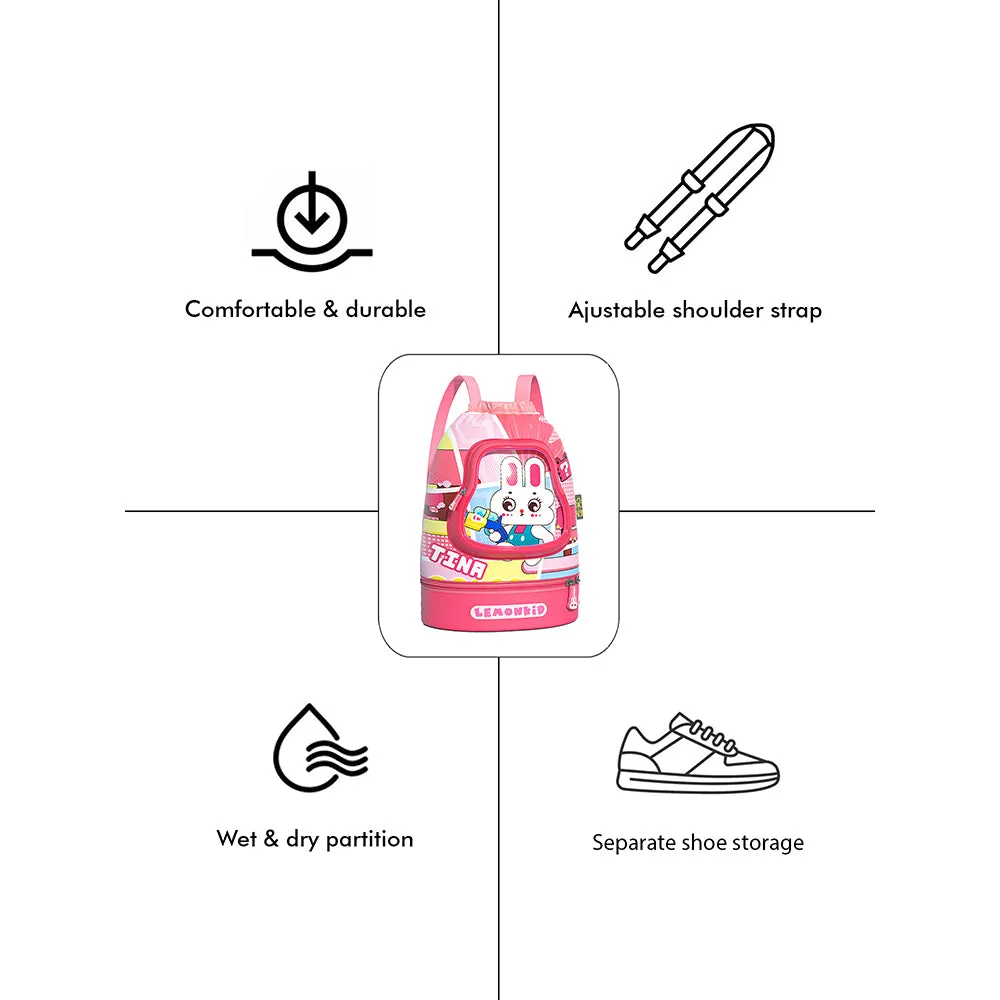 Kids Pink Rabbit Face, Waterproof Swimming Bag/ Beach Bag.
