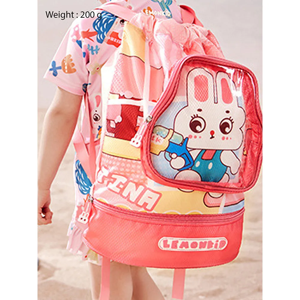 Kids Pink Rabbit Face, Waterproof Swimming Bag/ Beach Bag.