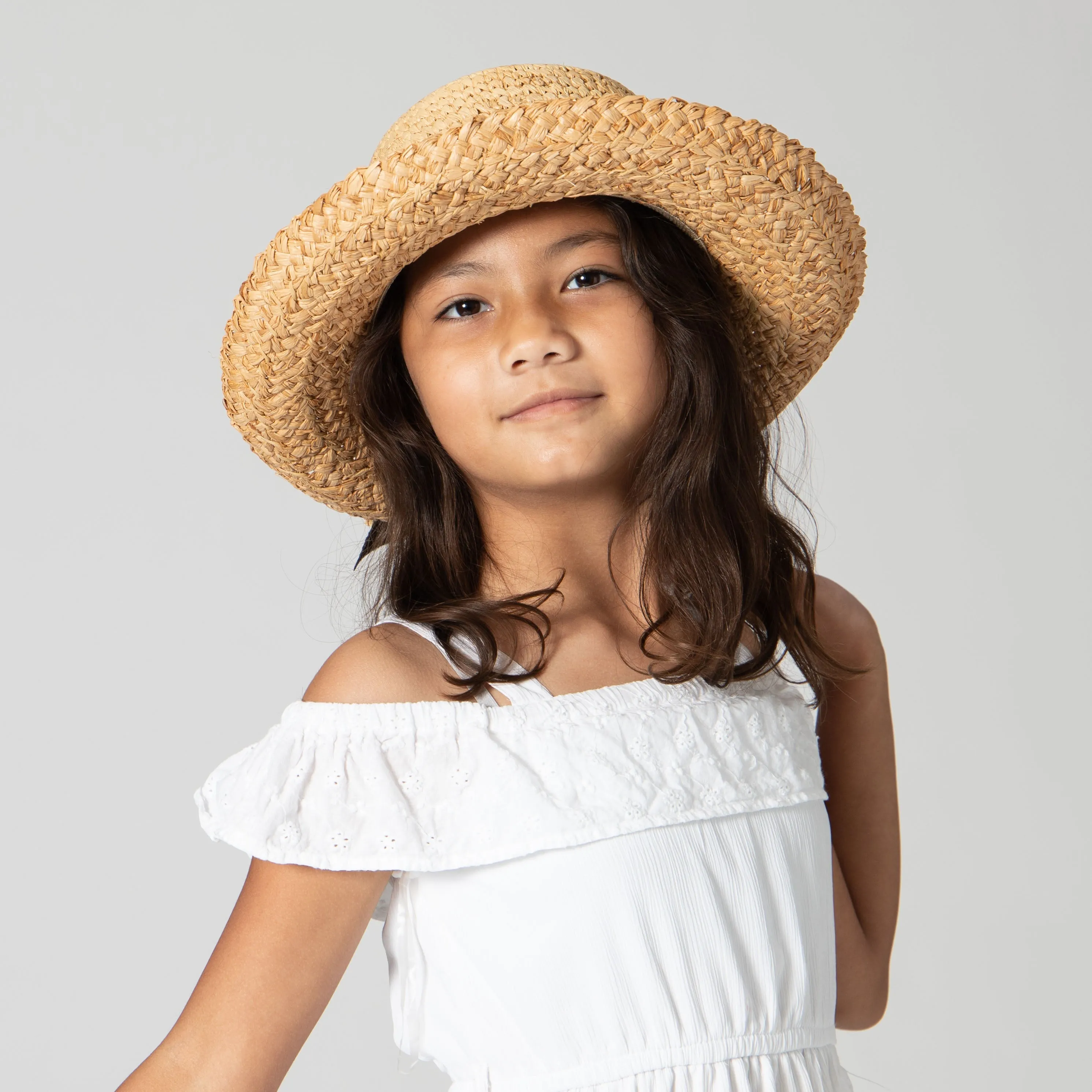 Kids' Raffia Hat With Ribbon (RHL9)