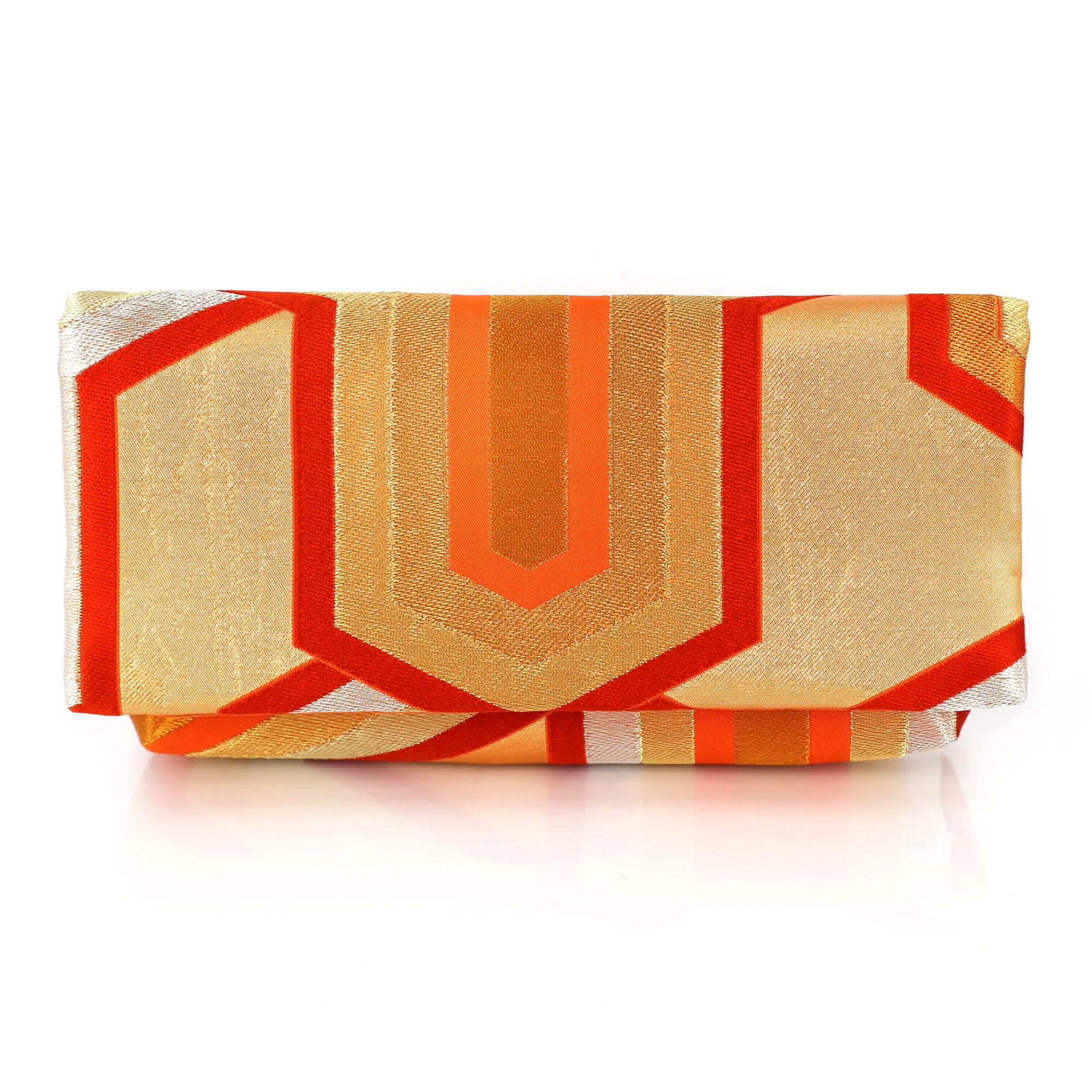 Kimono Obi Envelope Clutch Bag in Bishamon Pattern | Upcycled Kimono Obi Silk