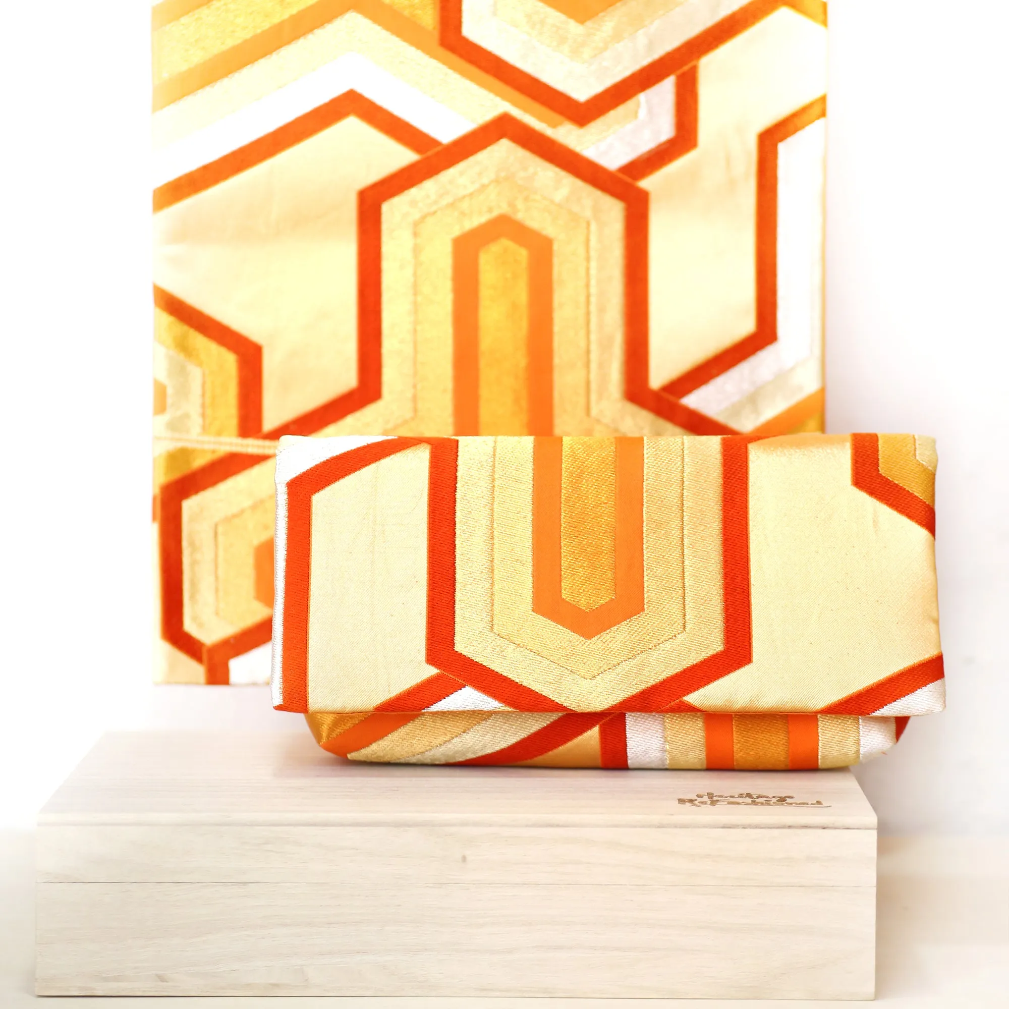 Kimono Obi Envelope Clutch Bag in Bishamon Pattern | Upcycled Kimono Obi Silk