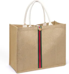 KPX Jute Tote Beach Bags, Summer Beach Gifts for Bride, Bride-To-Be, Mrs on Bridal Shower Bachelorette Party, Wedding