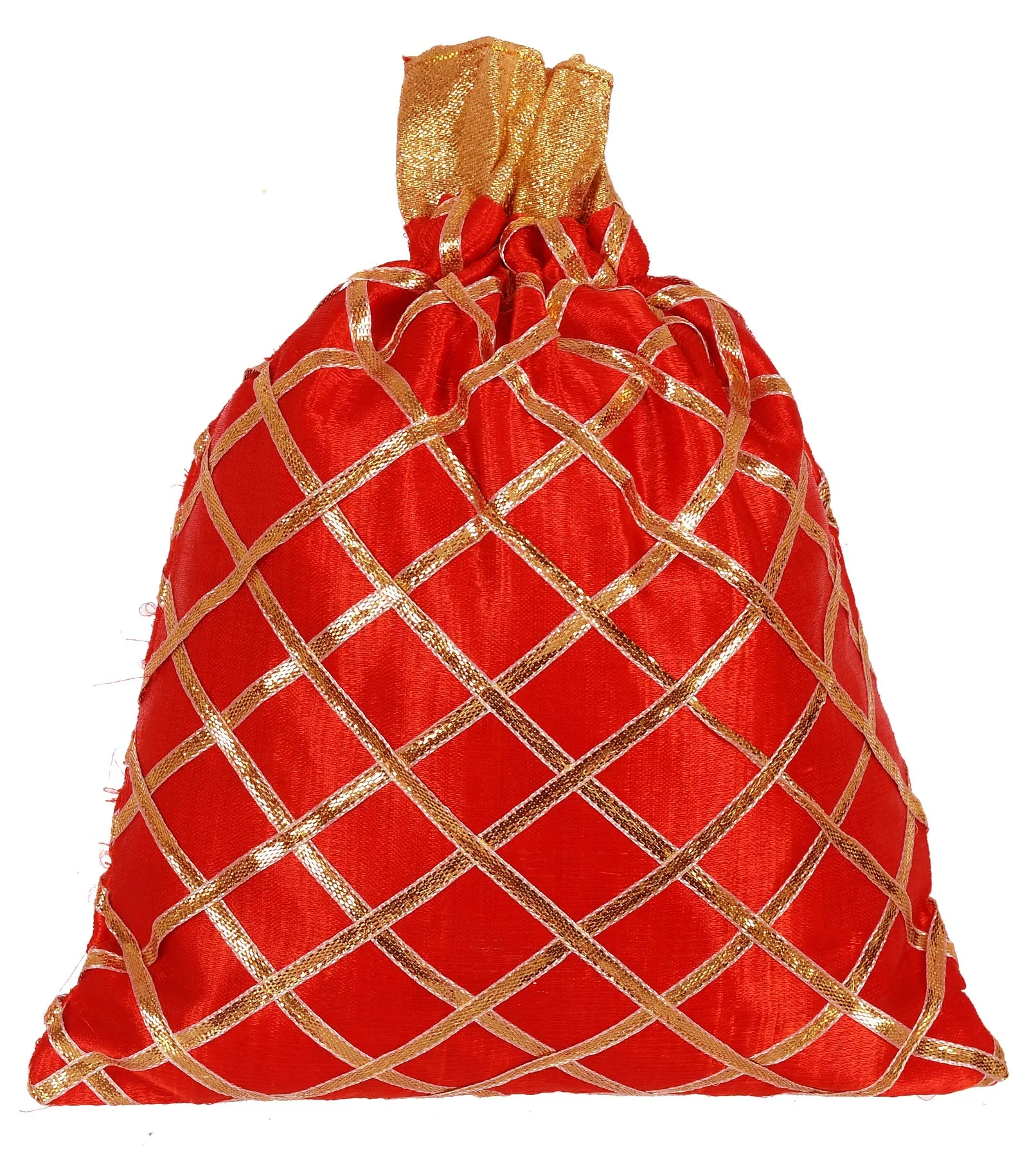 Kuber Industries Jute Potli Bags for Return Gifts with Drawstring|Pack of 6 (Red & Orange & Pink)