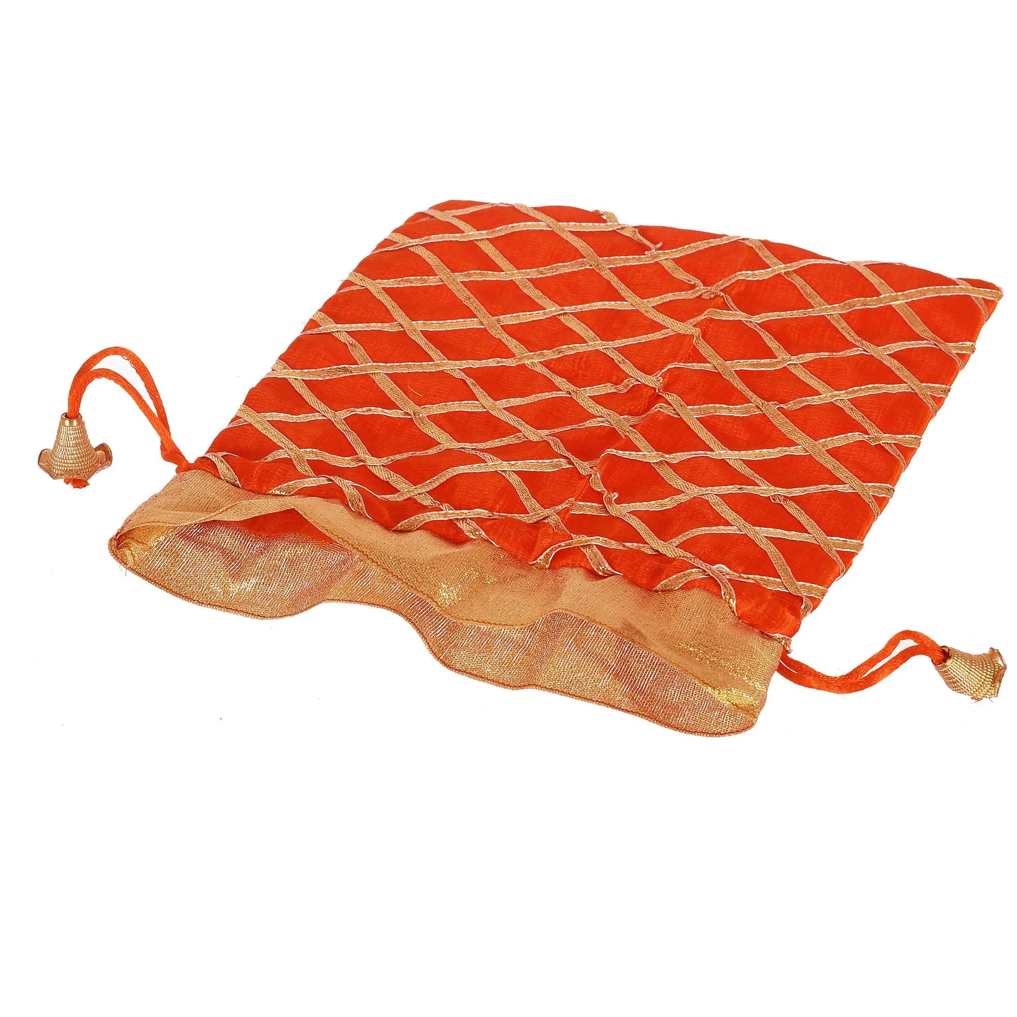Kuber Industries Jute Potli Bags for Return Gifts with Drawstring|Pack of 6 (Red & Orange & Pink)