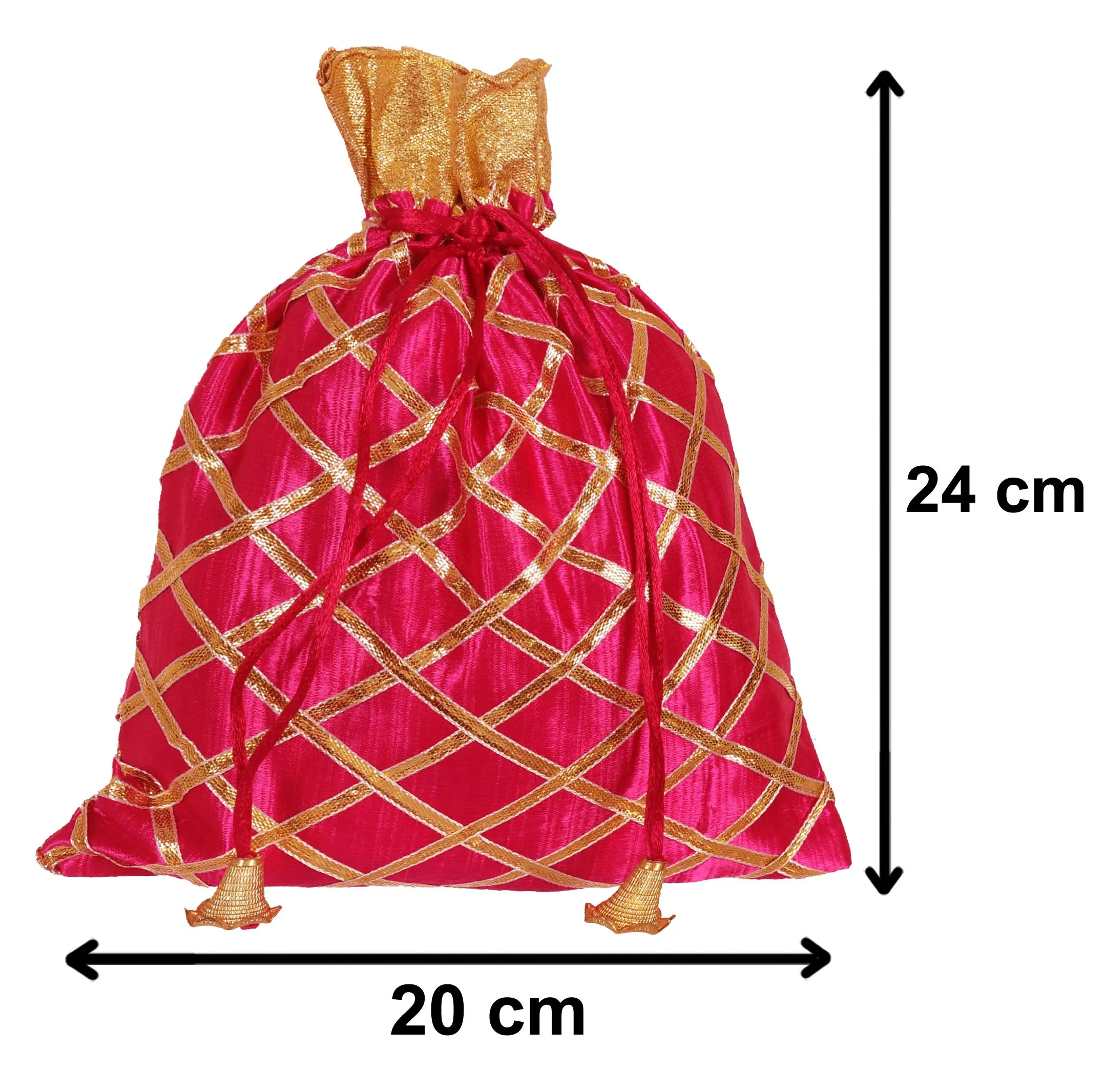 Kuber Industries Jute Potli Bags for Return Gifts with Drawstring|Pack of 6 (Red & Orange & Pink)