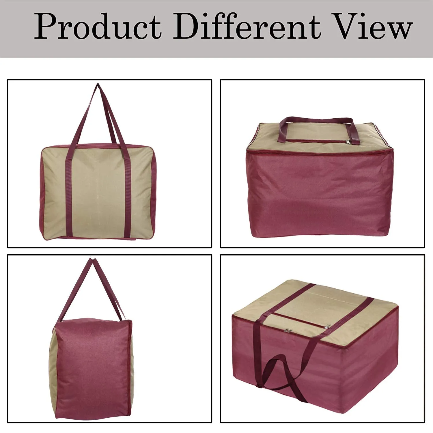 Kuber Industries Large Size Lightweight Foldable Rexine Jumbo Underbed Storage Bag With Zipper And Handle (Brown & Maroon) (F_26_KUBMART016738)