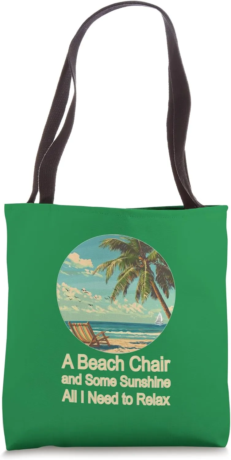 Life Is Really Good Coconut Palm Trees Retro Tropical Summer Tote Bag