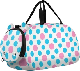 Light Blue Peach Polka Dot Kids Duffel Bag with Shoes Compartment Large Capacity Weekend Travel Bag for Beach Swim Pool Sports bolsa para hombre