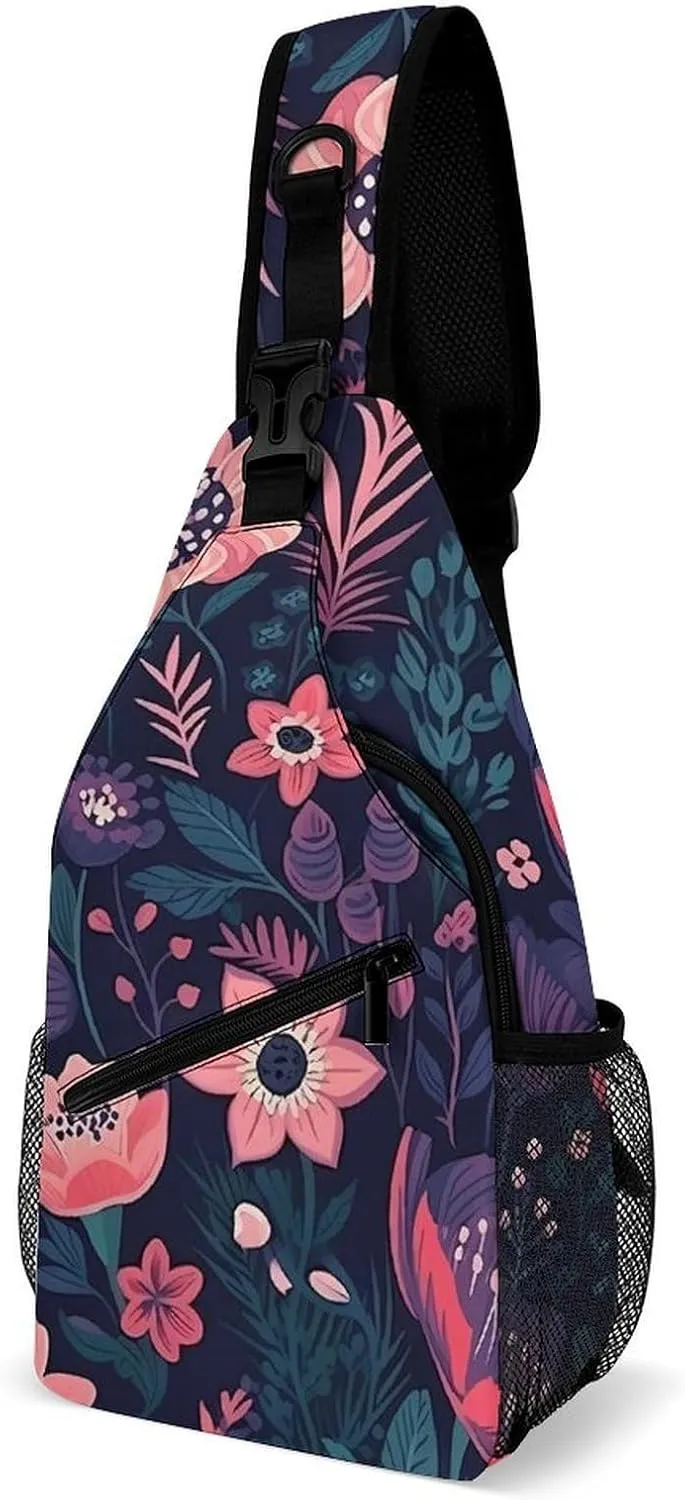 Lightweight Chest Bag Crossbody Bag Colorful Garden Sling Backpack for Women Men Sports Travel
