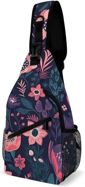 Lightweight Chest Bag Crossbody Bag Colorful Garden Sling Backpack for Women Men Sports Travel