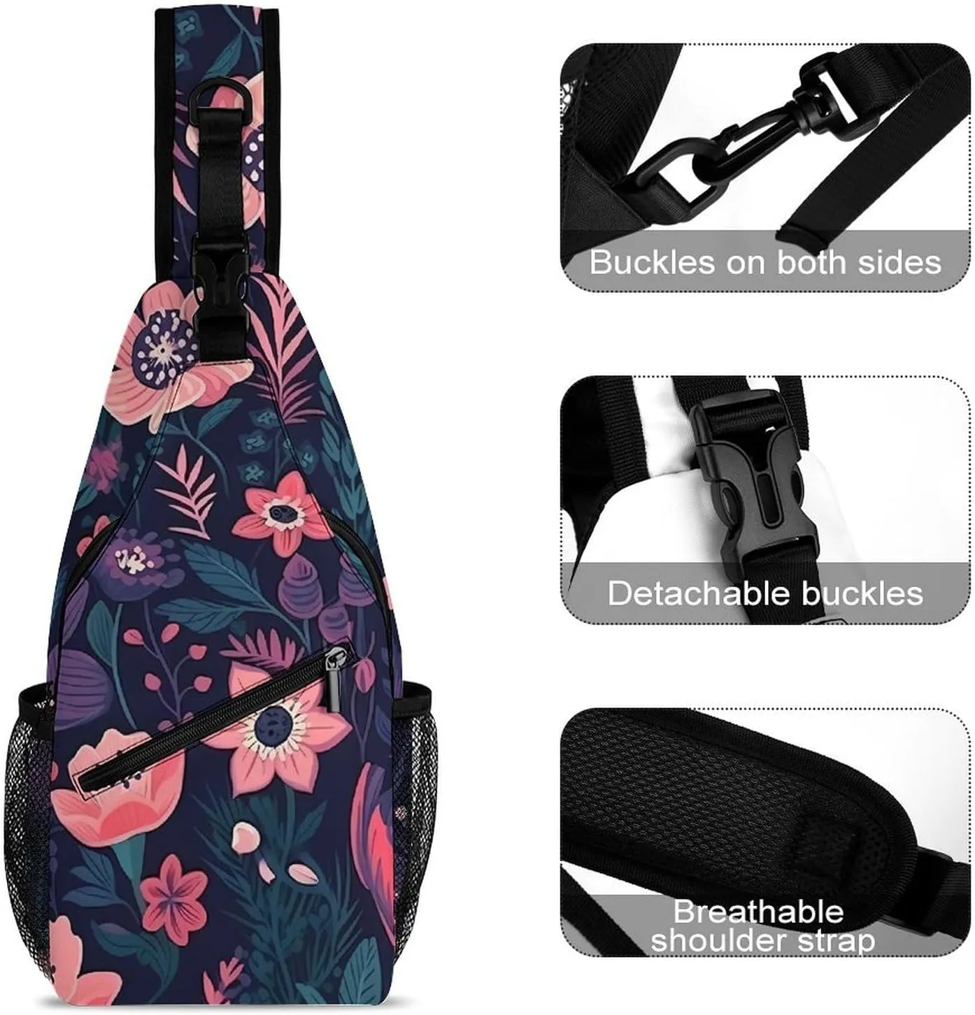 Lightweight Chest Bag Crossbody Bag Colorful Garden Sling Backpack for Women Men Sports Travel