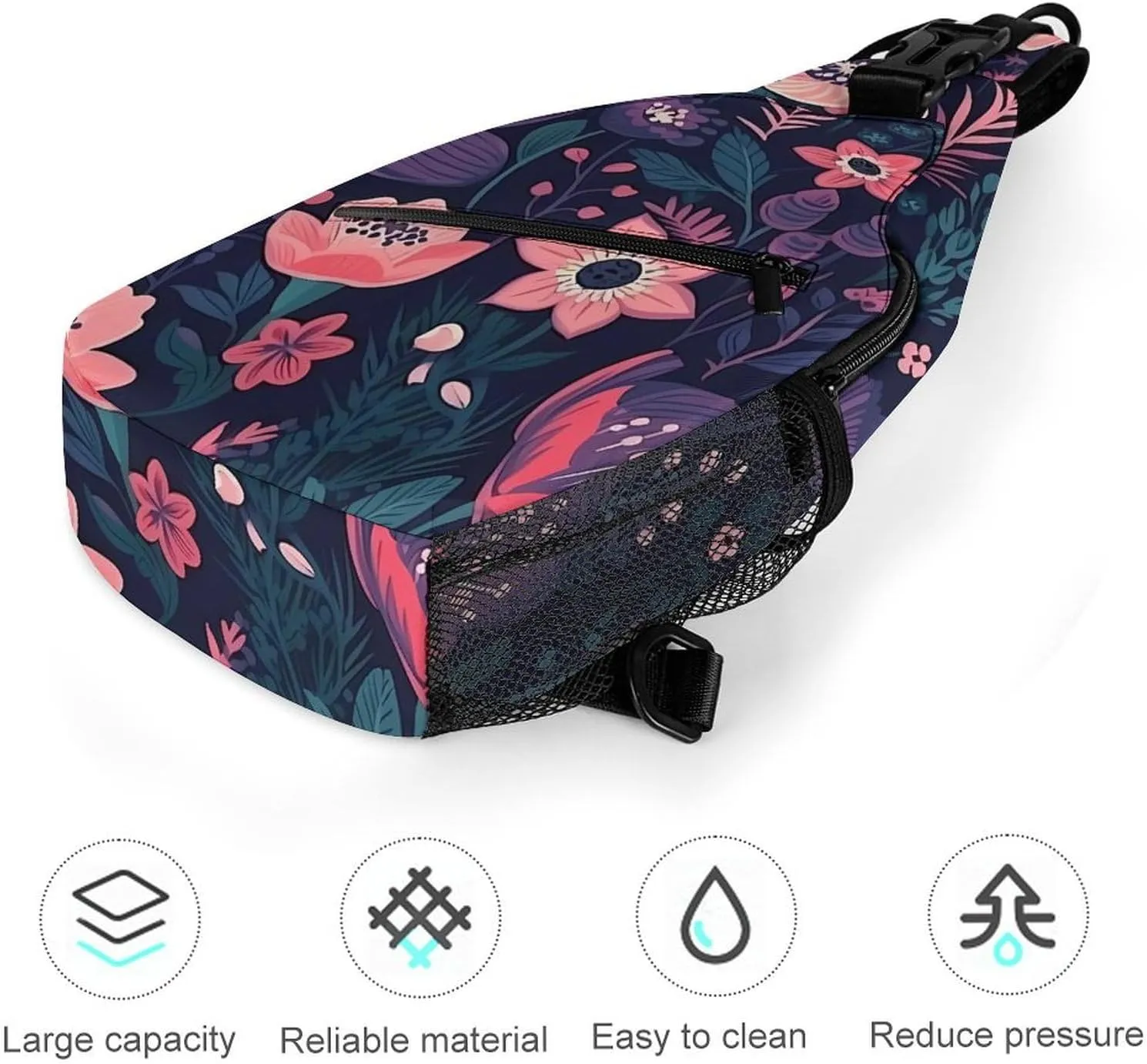 Lightweight Chest Bag Crossbody Bag Colorful Garden Sling Backpack for Women Men Sports Travel