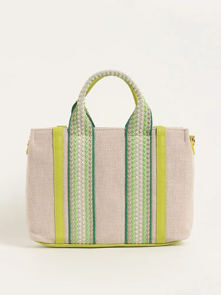 LOV Green Jute Tote Bag