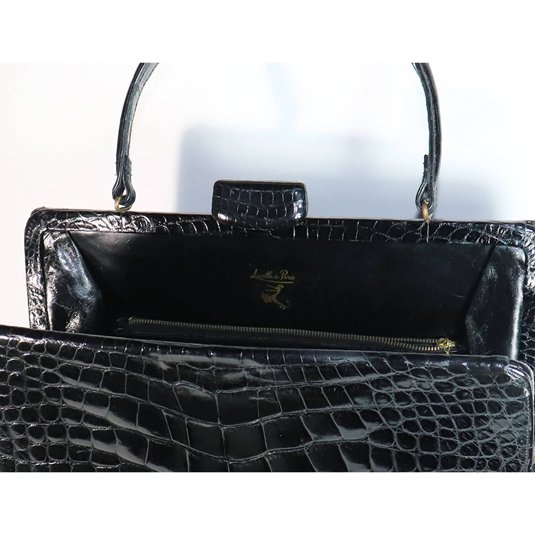 Lucille de Paris Large Crocodile Top Handle Bag