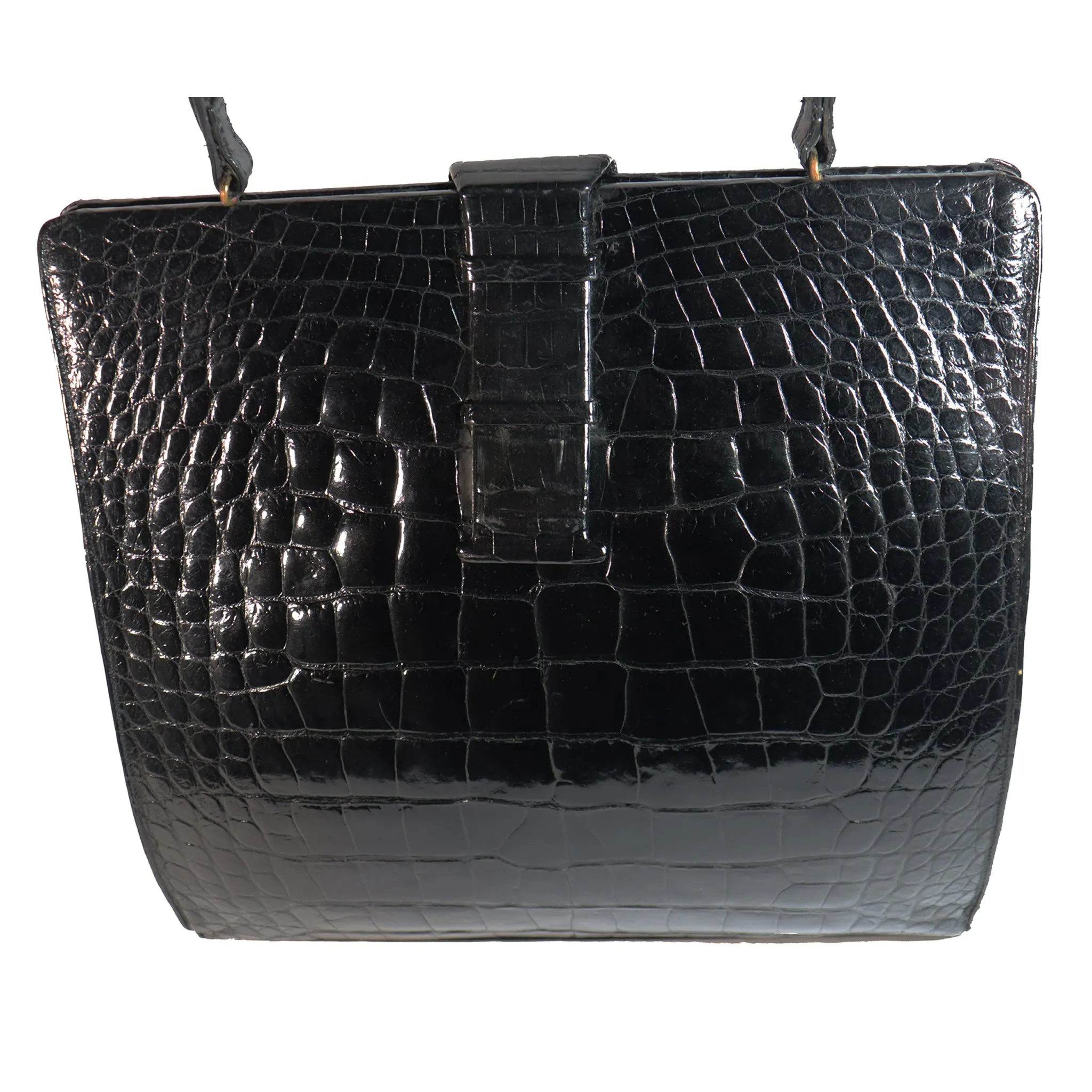 Lucille de Paris Large Crocodile Top Handle Bag