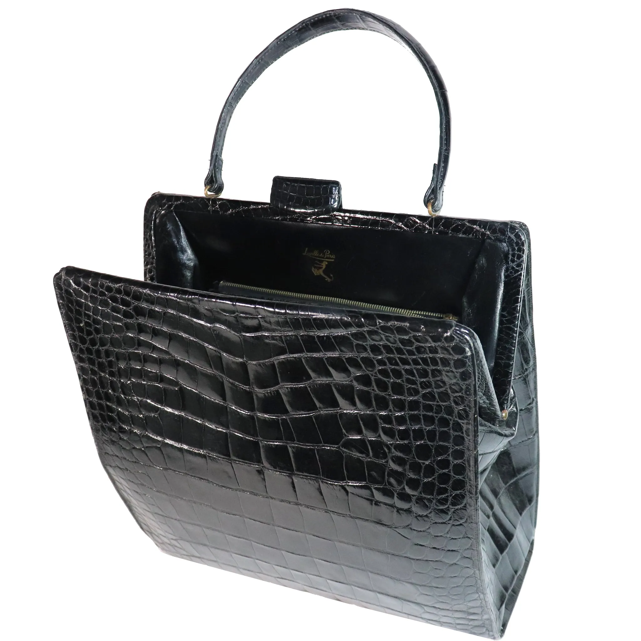 Lucille de Paris Large Crocodile Top Handle Bag