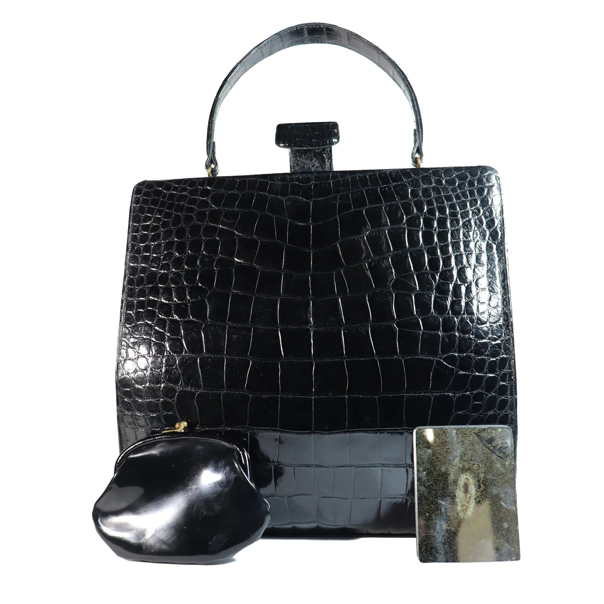 Lucille de Paris Large Crocodile Top Handle Bag