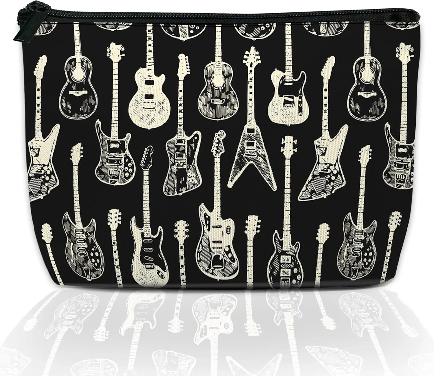 Makeup Bag Colorful Electric Guitar Cosmetic Bag for Women, Waterproof Large Capacity Travel Toiletry Organizer 9.55.9 Inch