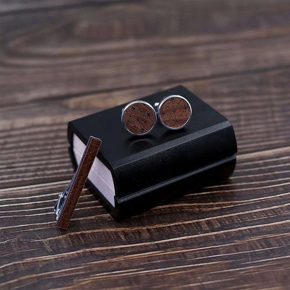Matrix Pattern Cufflinks & Tie Bar Gift Set