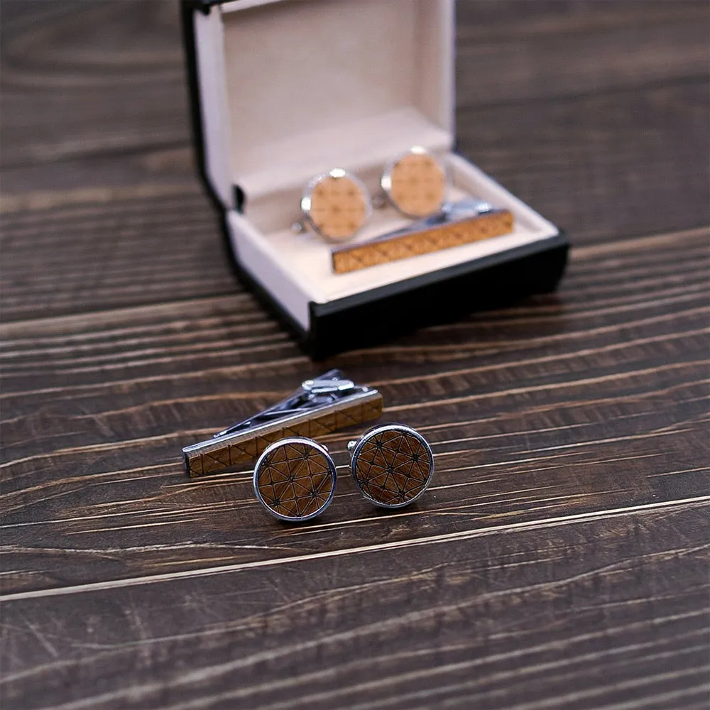 Matrix Pattern Cufflinks & Tie Bar Gift Set