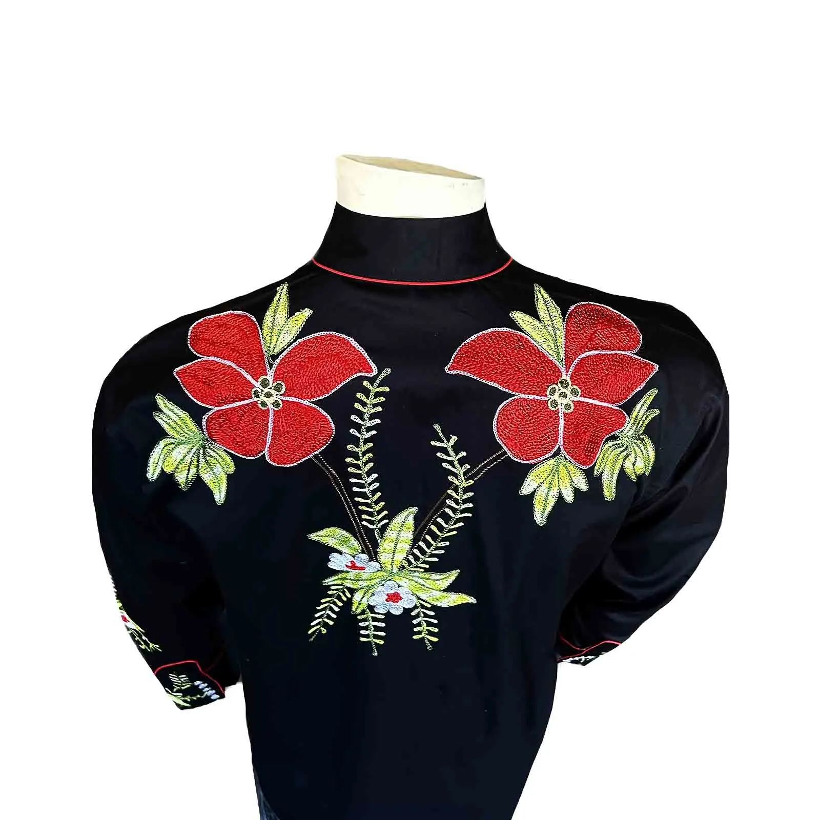 Men's Hawaiian Hibiscus Cotton Gabardine Western Shirt