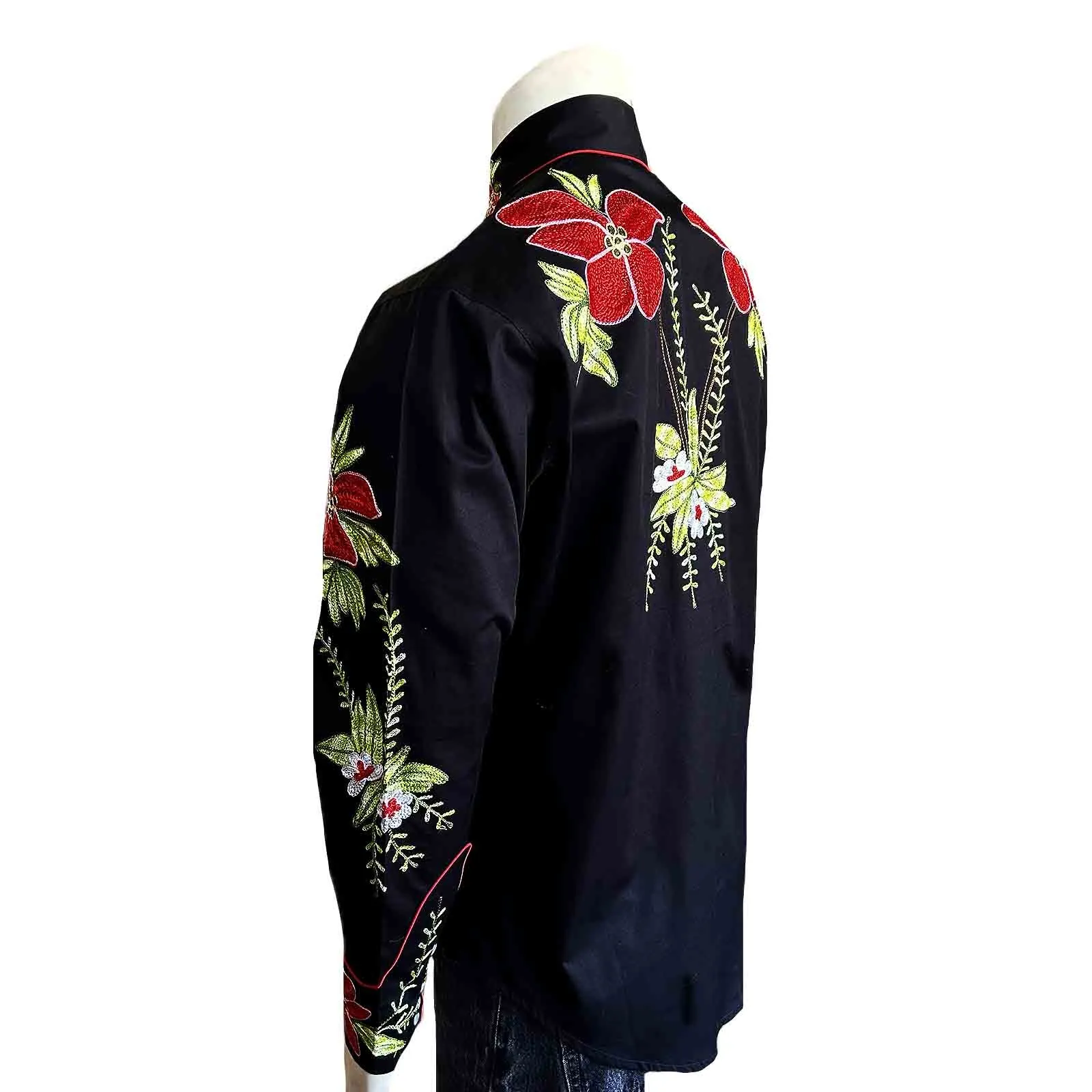 Men's Hawaiian Hibiscus Cotton Gabardine Western Shirt