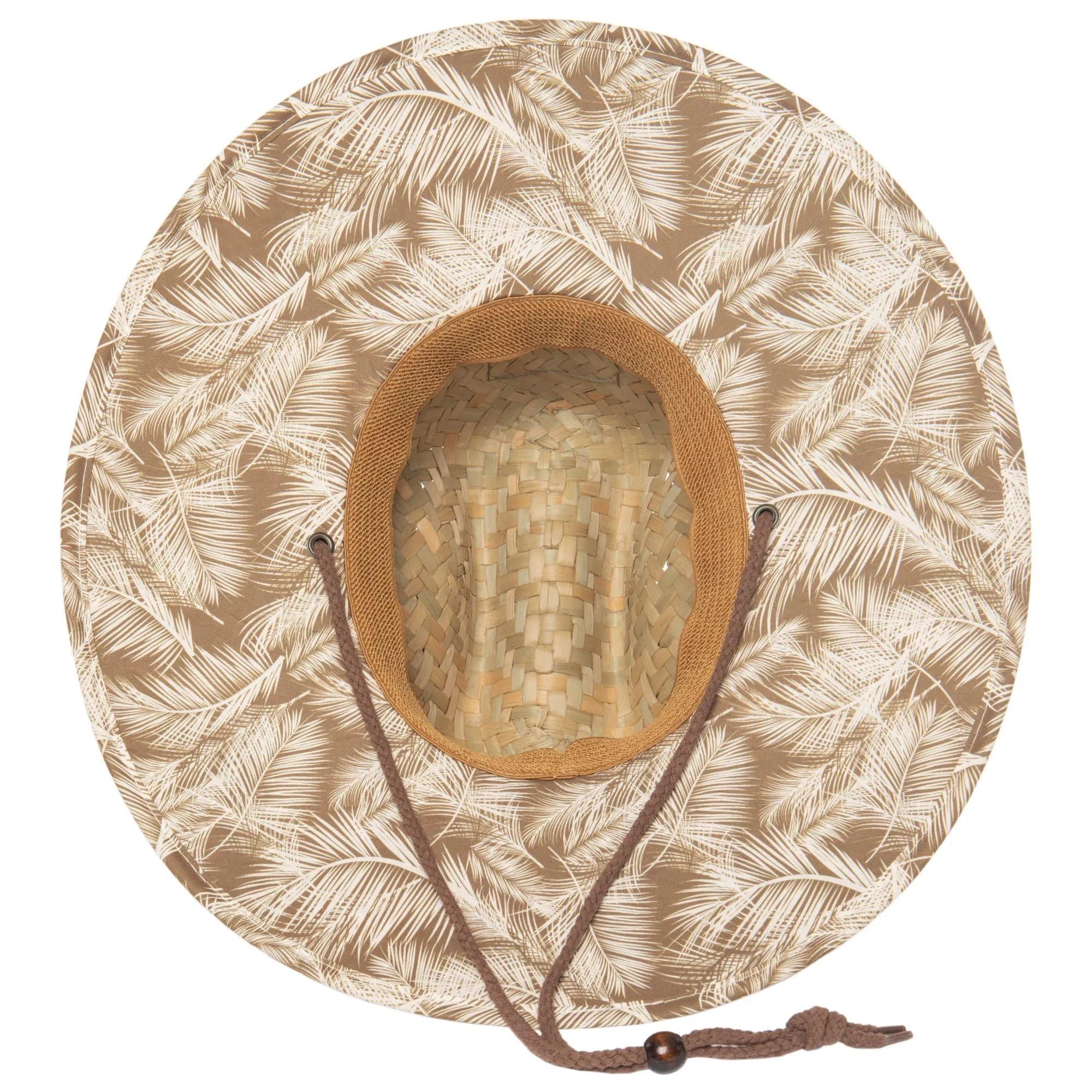 Mens Rush Straw Lifeguard with Tropical Palm Leaf Under-brim