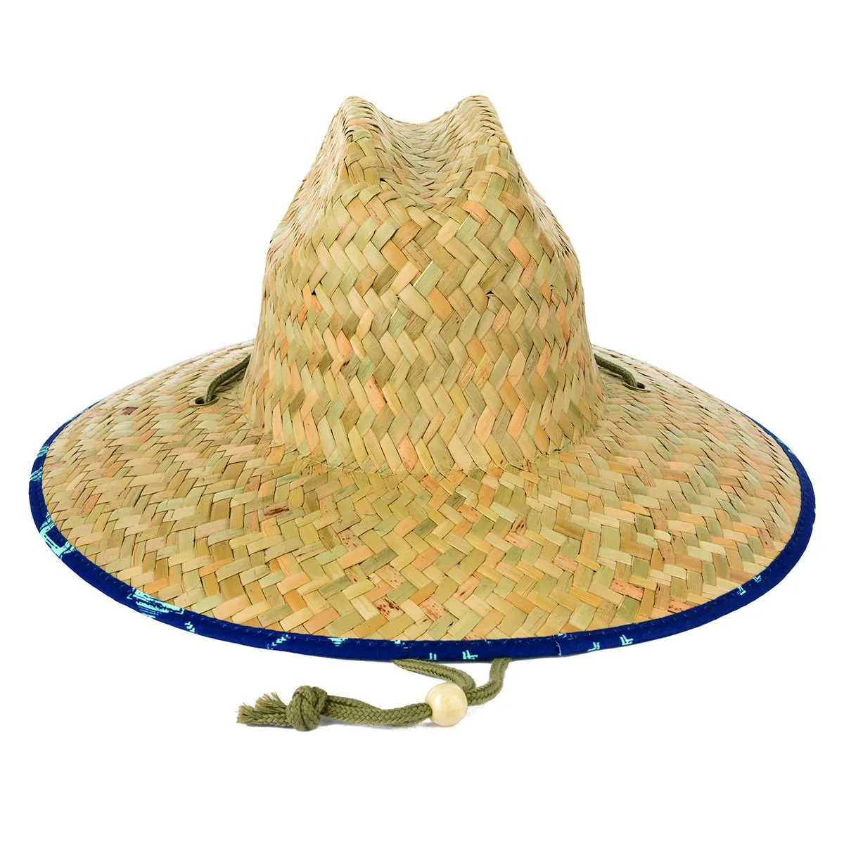 Men's rush straw lifeguard with under brim print and adjustable chin cord