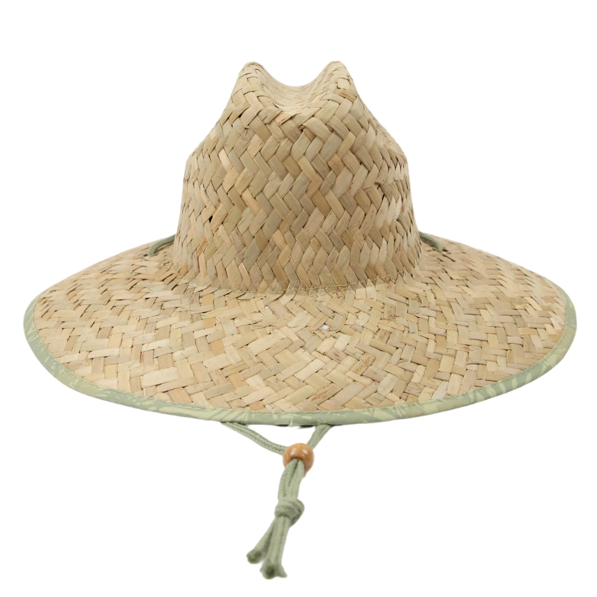 Men's rush straw lifeguard with under brim print and adjustable chin cord