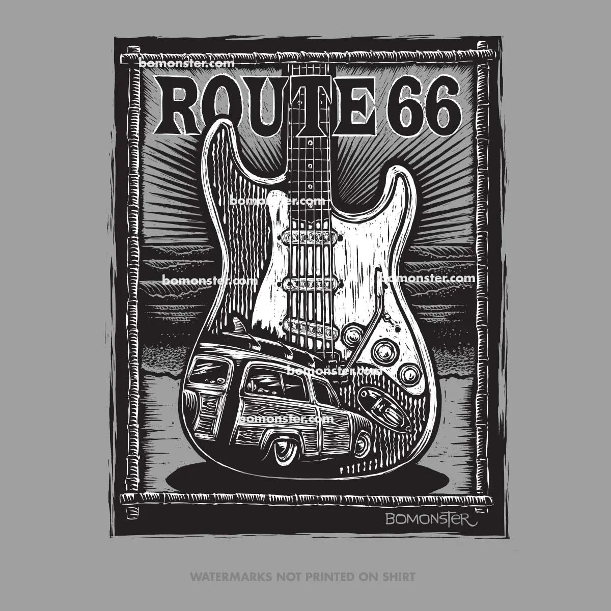 Men's Woody Guitar T-Shirt "Surf Guitar"