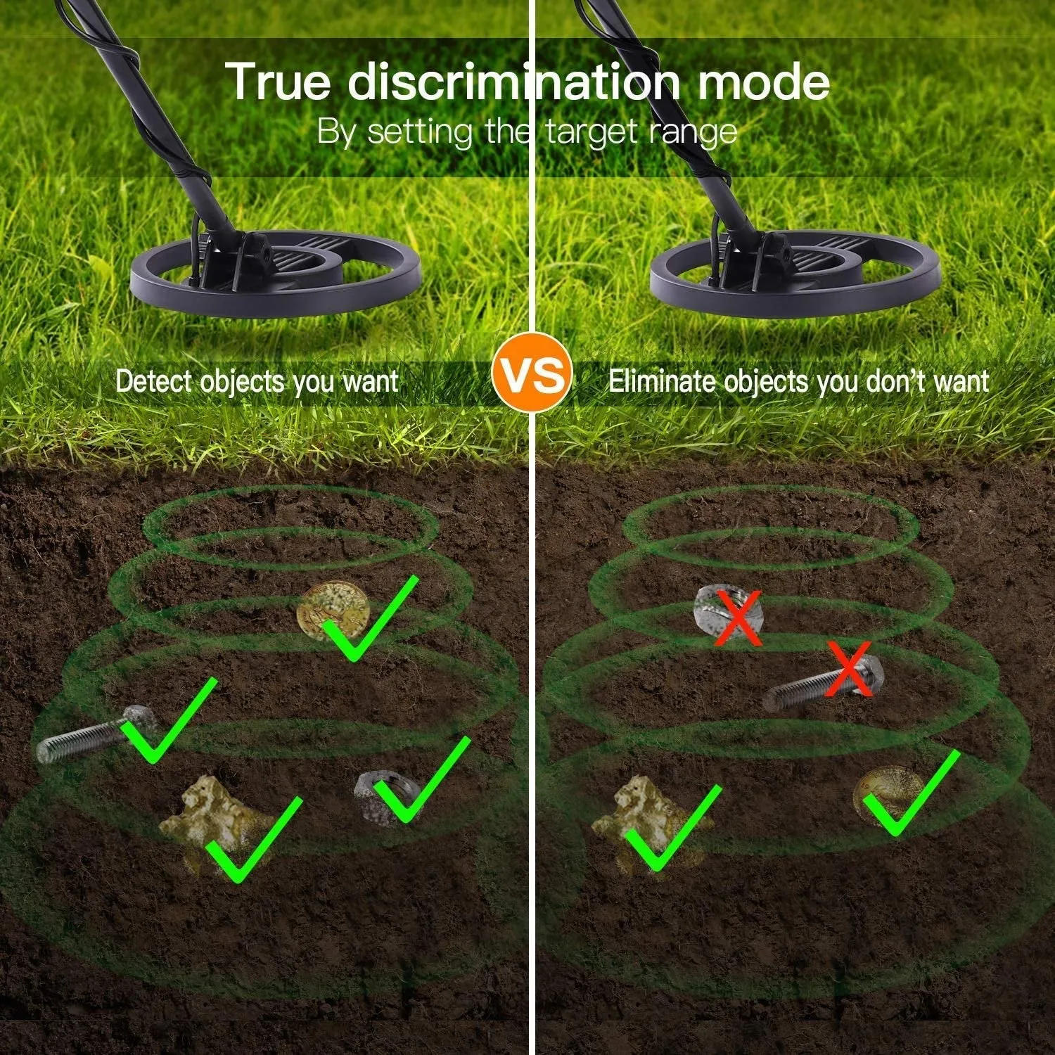 Metal Detector, Metal Finder with All-metal and Disc Modes, High Accuracy, Low Battery Indicator