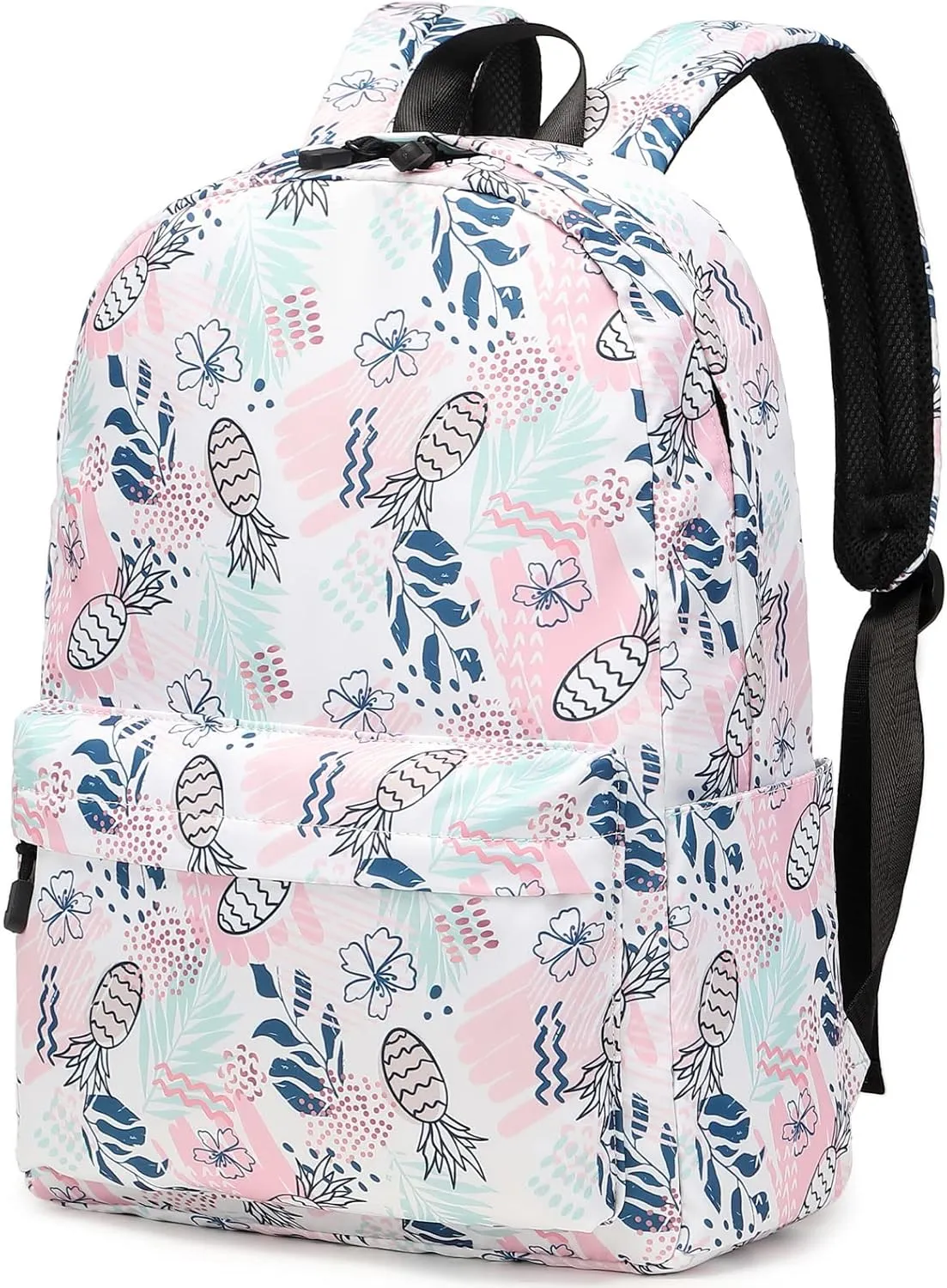 MIRLEWAIY Girls School Daypack Travel Backpack Water-resistent Bookbag Primary School Bag for Girls, Pineapple and Folwer