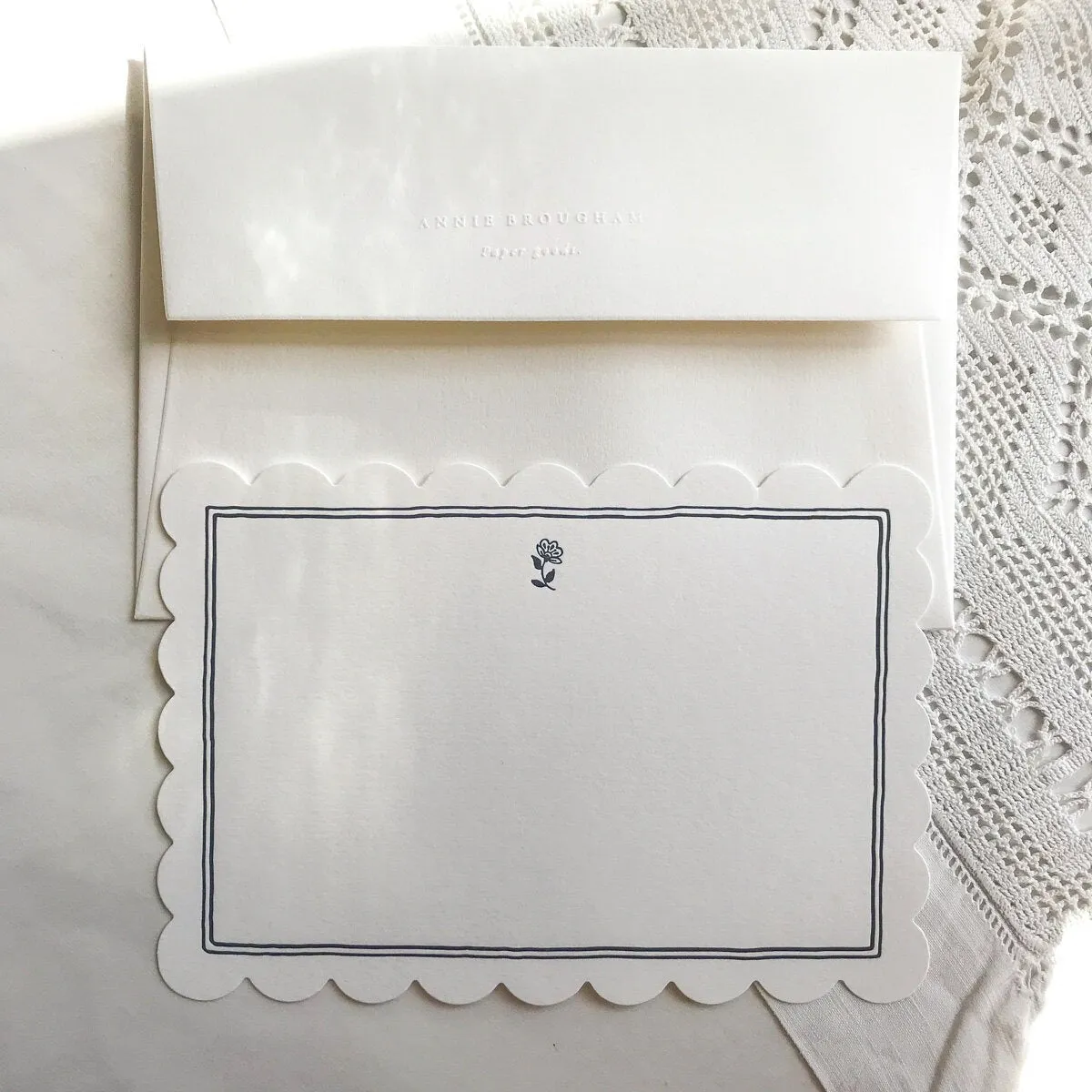 Navy Border Notecard